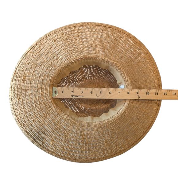 Universal Thread Round Straw Panama Beach Hat Tan Adjustable Fit - Picture 9 of 11